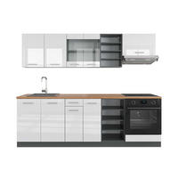 KÜCHENZEILE R-Line Weiß Hochglanz/Anthrazit 240 cm , AP Eiche - Weiß Hochglanz/Anthrazit, Holzwerkstoff (240/206.8/60cm) - Vicco