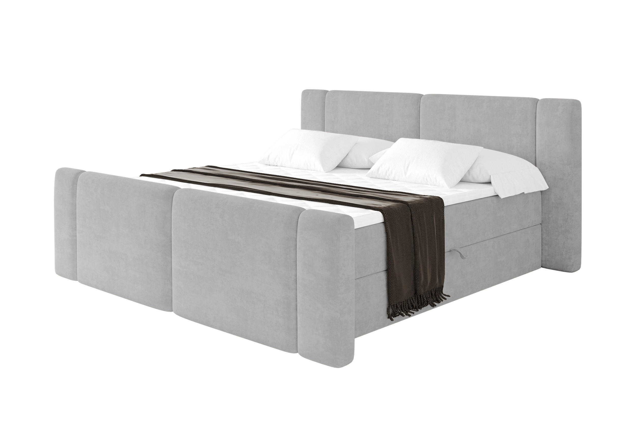BOXBETT mit Matratze H4 - EVON Zanozek - 140x200 cm Grau - Greige, Holzwerkstoff (140/200cm) - ALTDECOR