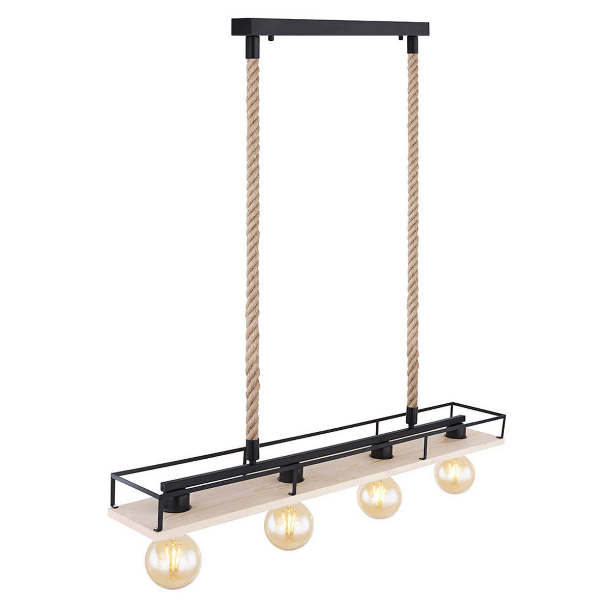 HÄNGELEUCHTE LED Holz/Metall braun/schwarz, 4-flg., 95 cm - Braun, Holz (95/15/120cm) - Globo Lighting