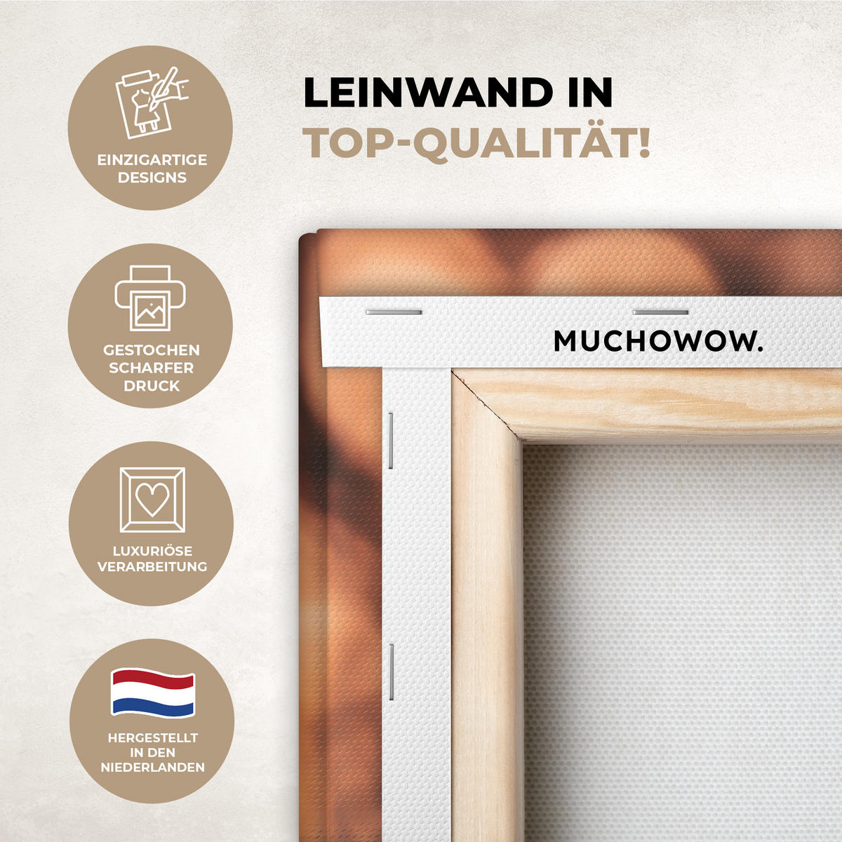 LEINWANDBILD Vogel - Zweig - Winter - Tiere - Schnee 90x140 cm - Bernsteinfarben, Textil (90/140cm) - MuchoWow