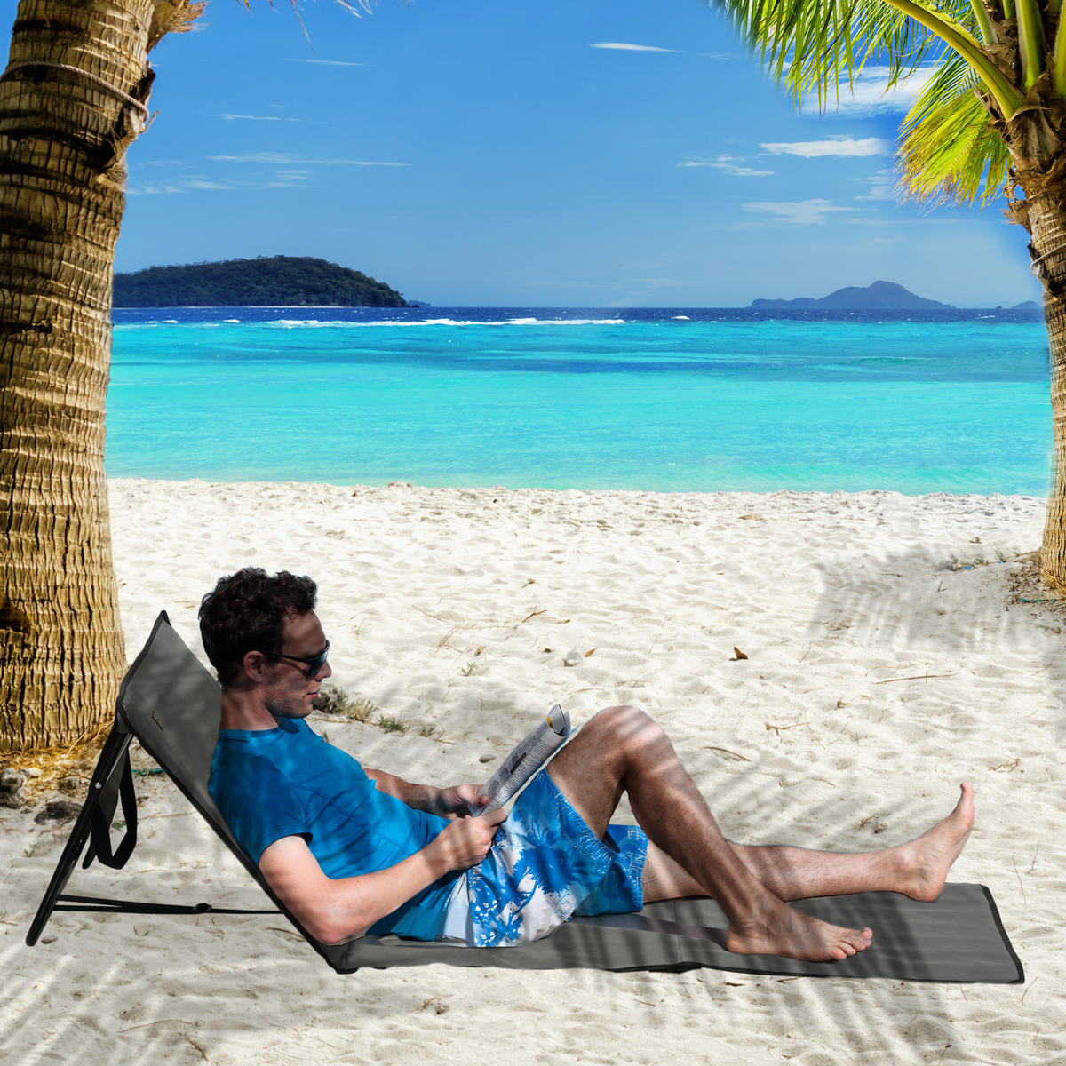 VERSTELLBARE SONNENLIEGE, 142 x 51 x 40 cm, Stahl, Oxford, Grau - Grau, Kunststoff (51/40/142cm) - Outsunny