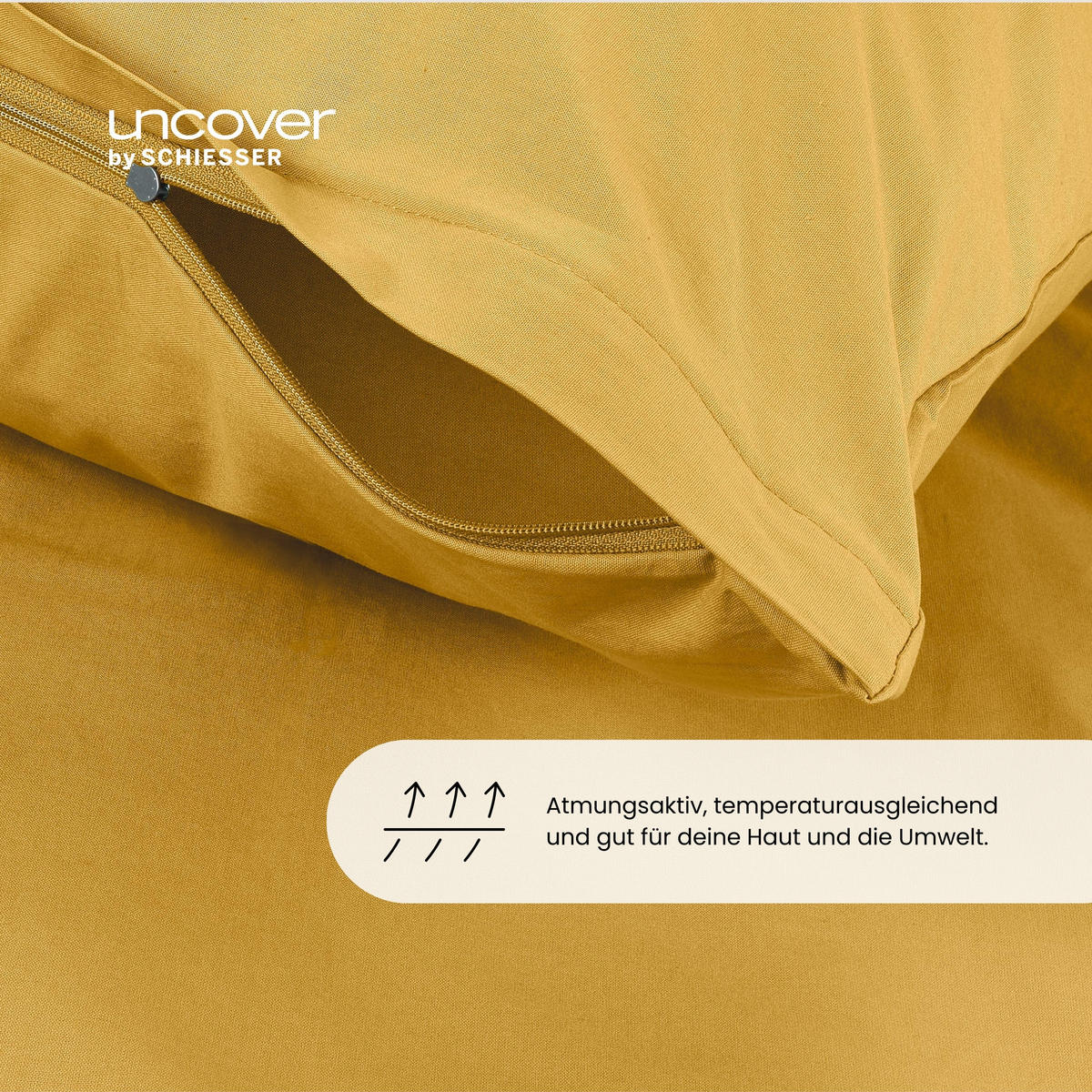 BETTWÄSCHESET Soho - Renforcé - 2-teilig - 135 x 200 cm - Senf - Currygelb, Textil (135/200cm) - Uncover by Schiesser