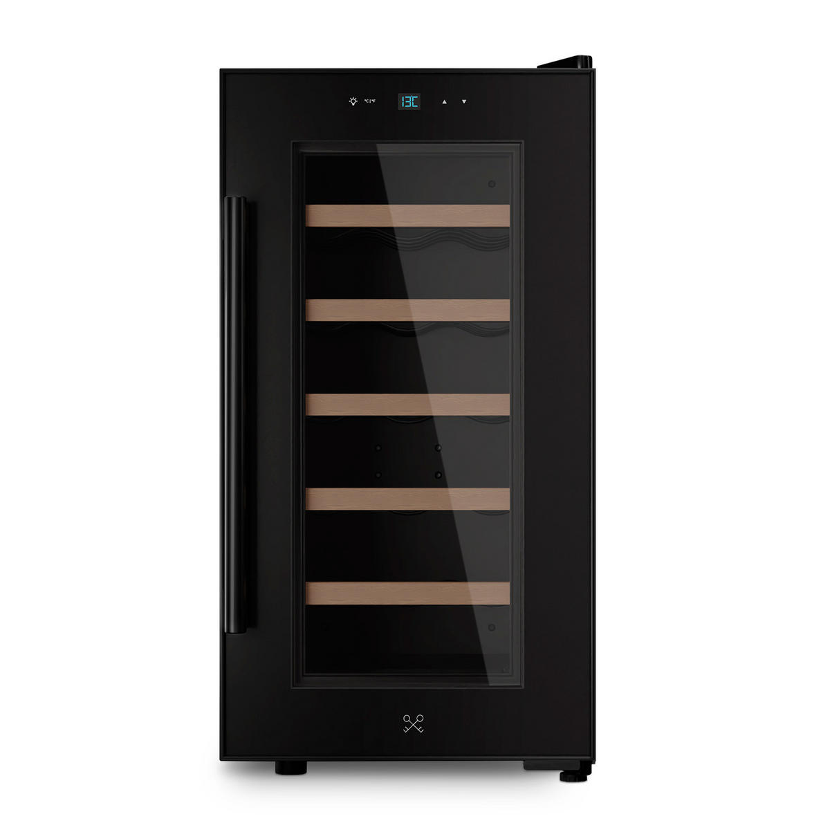 WEINKÜHLSCHRANK CAVCB18 Schwarz, 18 Flaschen, 50L, 5 Regale, Thermoelektrische Kühlung LED, Anti-UV - Schwarz, Metall (34.5/66.7/48.5cm) - Les Petits Champs
