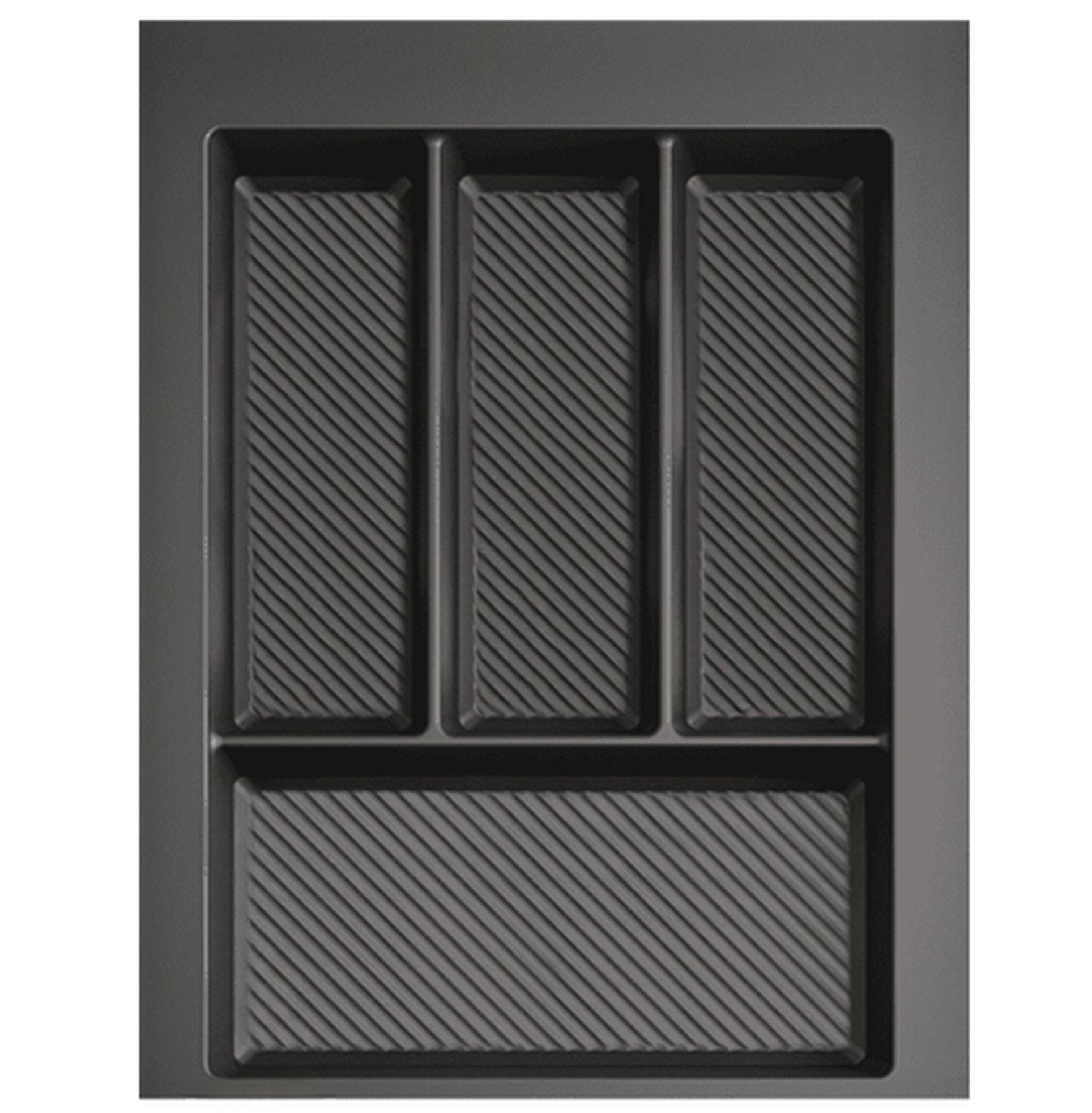 BESTECKEINSATZ kürzbar, Breite 29-35cm, Schublade 40cm, Tiefe 42-49cm - Anthrazit, Kunststoff (35/5.5/49cm)