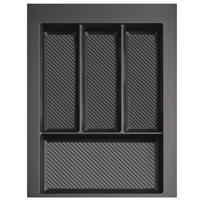BESTECKEINSATZ kürzbar, Breite 29-35cm, Schublade 40cm, Tiefe 42-49cm - Anthrazit, Kunststoff (35/5.5/49cm)