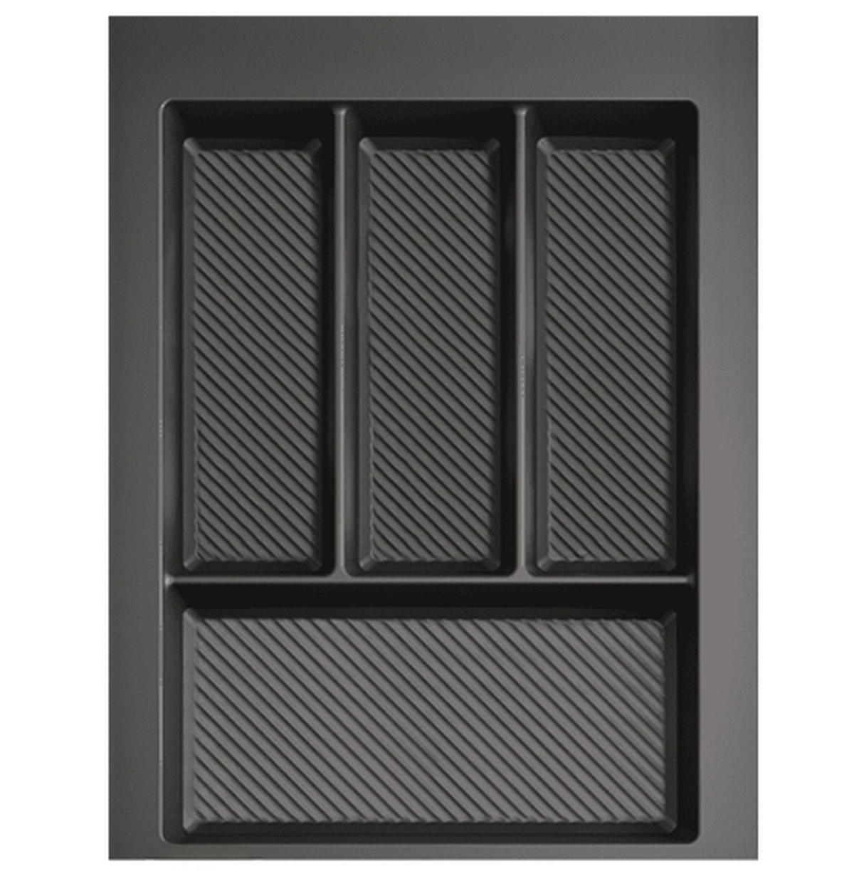 BESTECKEINSATZ kürzbar, Breite 29-35cm, Schublade 40cm, Tiefe 42-49cm - Anthrazit, Kunststoff (35/5.5/49cm)