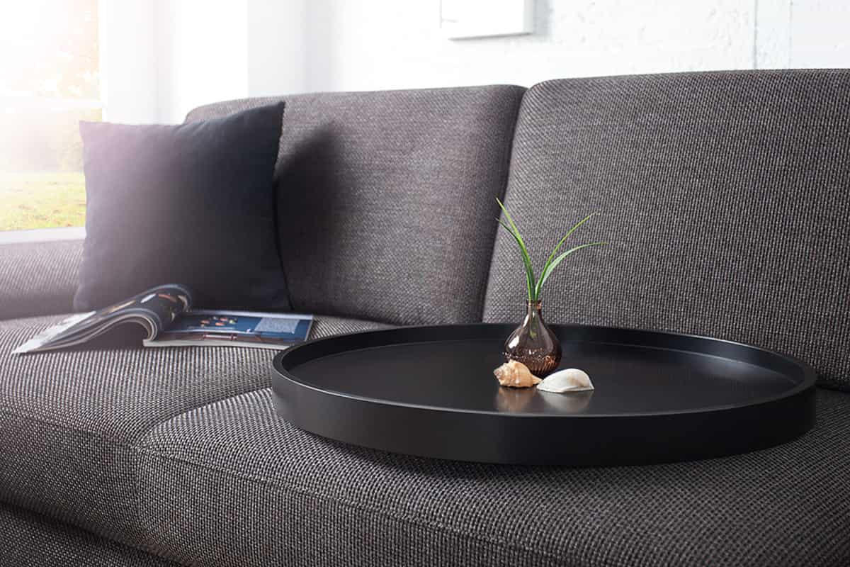 COUCHTISCH MODULAR Schichtholzplatte rund Schwarz 60cm - Silberfarben/Schwarz, Holz/Metall (60/60/45cm) - riess-ambiente