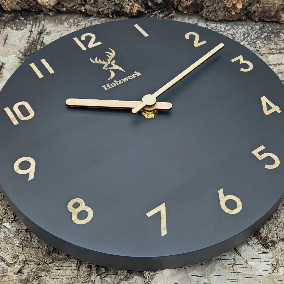 WANDUHR Holz Designer BAMBERG Loft Wand Uhr, grau - Beige/Grau, Holz (25/25/2.2cm) - Holzwerk