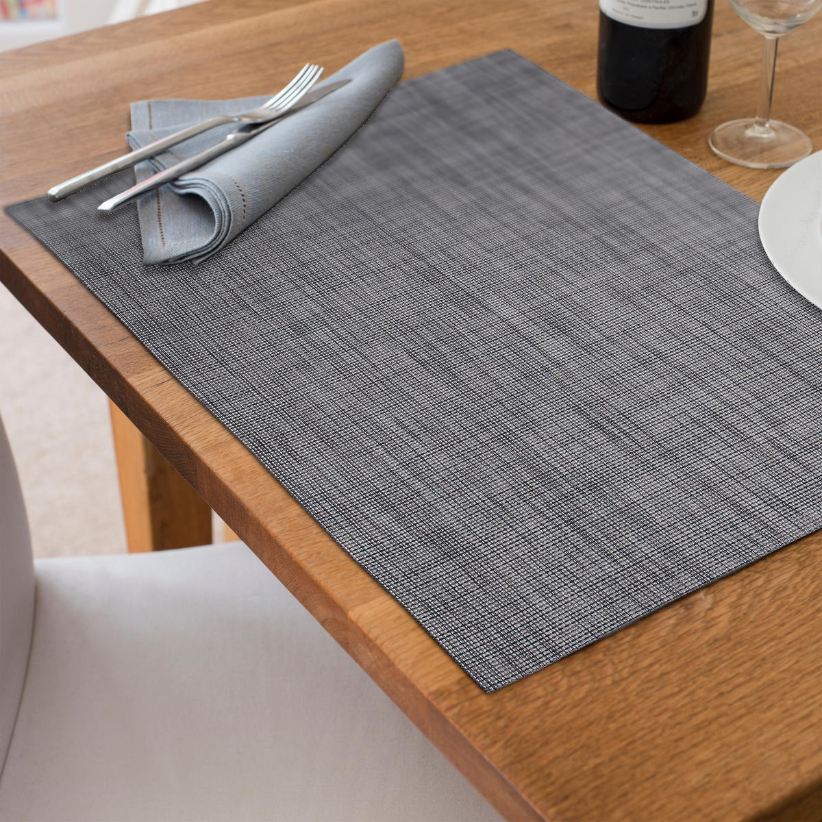 6TLG.TISCHSET - Grau, Kunststoff/Textil (30/45/0.1cm) - Relaxdays