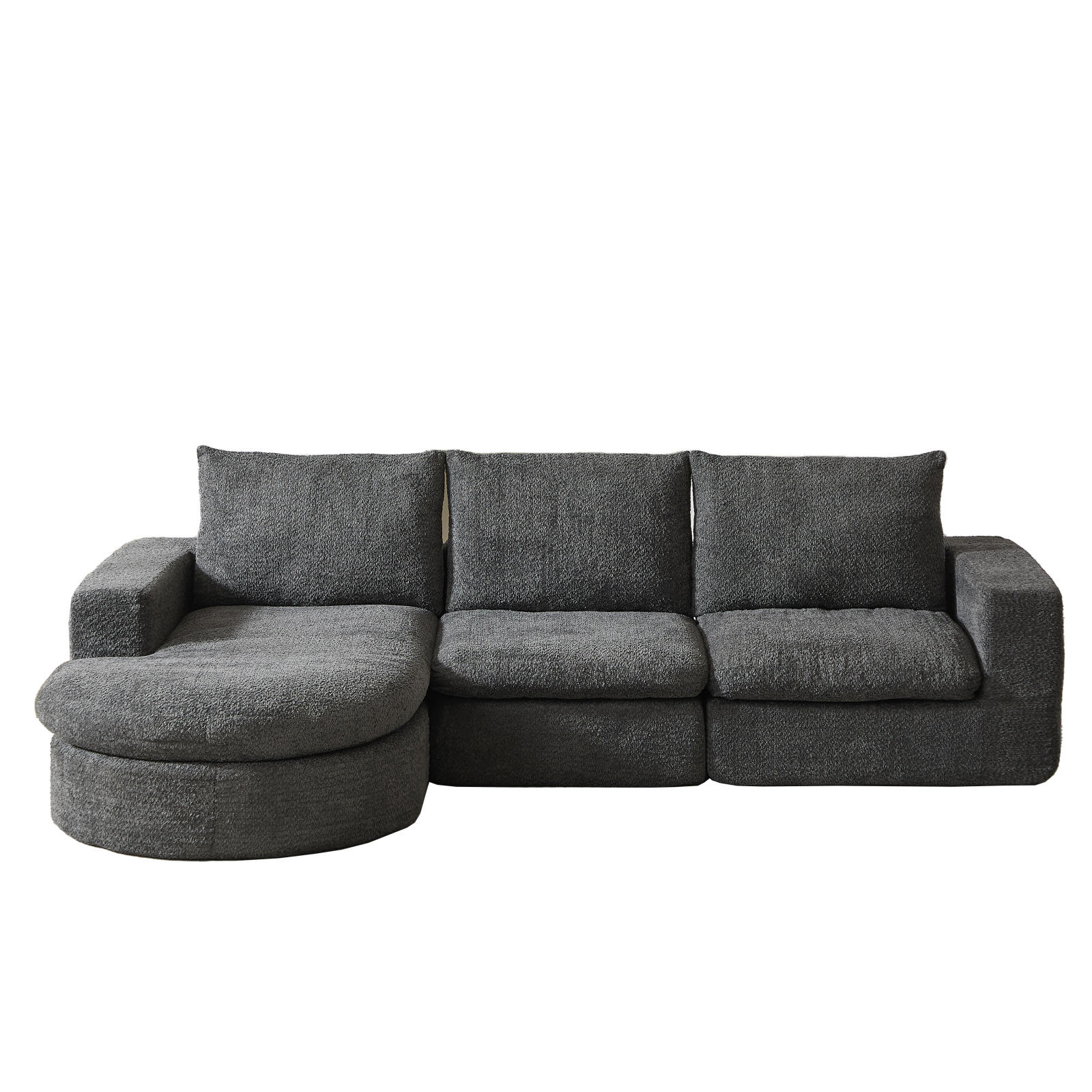 ECKSOFA 3-Sitzer sofa mit schlaffunktion,L-Form Grau, Modular Sofa Chenille - Grau, Textil (250/120cm) - PARAFTA HOME