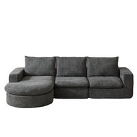 ECKSOFA 3-Sitzer sofa mit schlaffunktion,L-Form Grau, Modular Sofa Chenille - Grau, Textil (250/120cm) - PARAFTA HOME