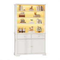 VITRINE weiß aus Spanplatte mit App-gesteuerter USB-LED 100 × 38 × 170 cm - Weiß, Holzwerkstoff (100/170/38cm) - Luhomfu