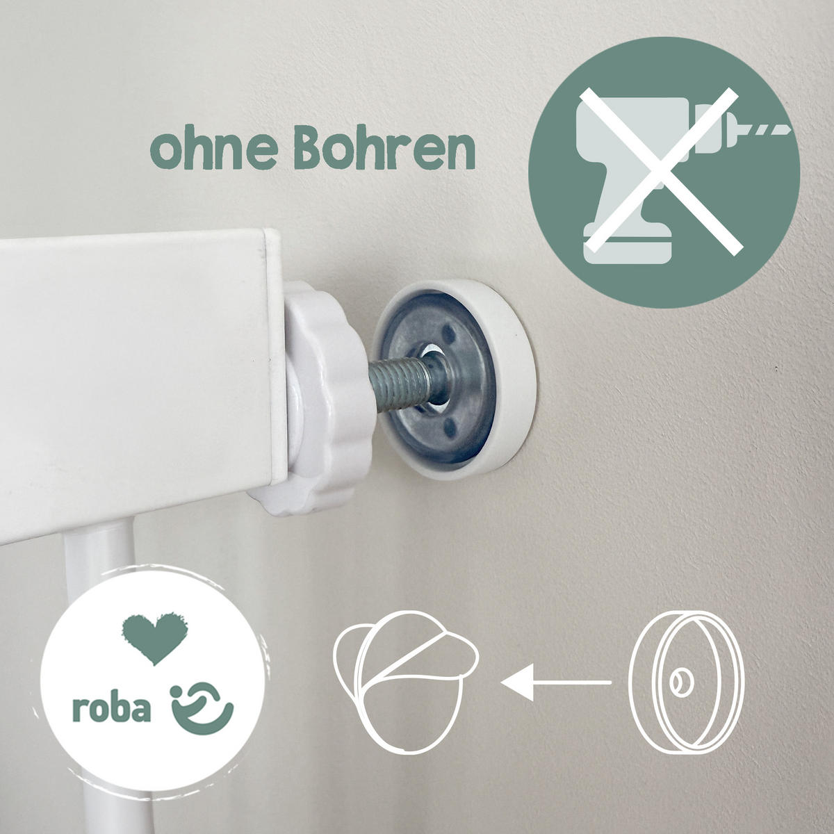 TÜRSCHUTZGITTER easySafe+ zum Klemmen - 75 - 82 cm - Weiß, Metall (82/5cm) - Roba