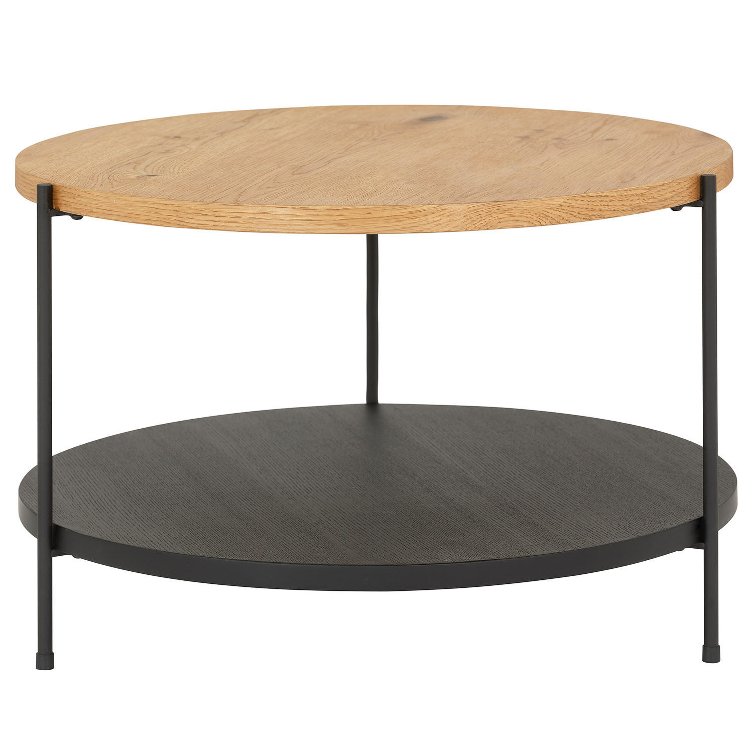 FURNIERTER COUCHTISCH - Eiche / Schwarz - Eichefarben, Holzwerkstoff/Metall (60/60/40cm) - home24