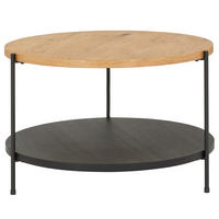 FURNIERTER COUCHTISCH - Eiche / Schwarz - Eichefarben, Holzwerkstoff/Metall (60/60/40cm) - home24
