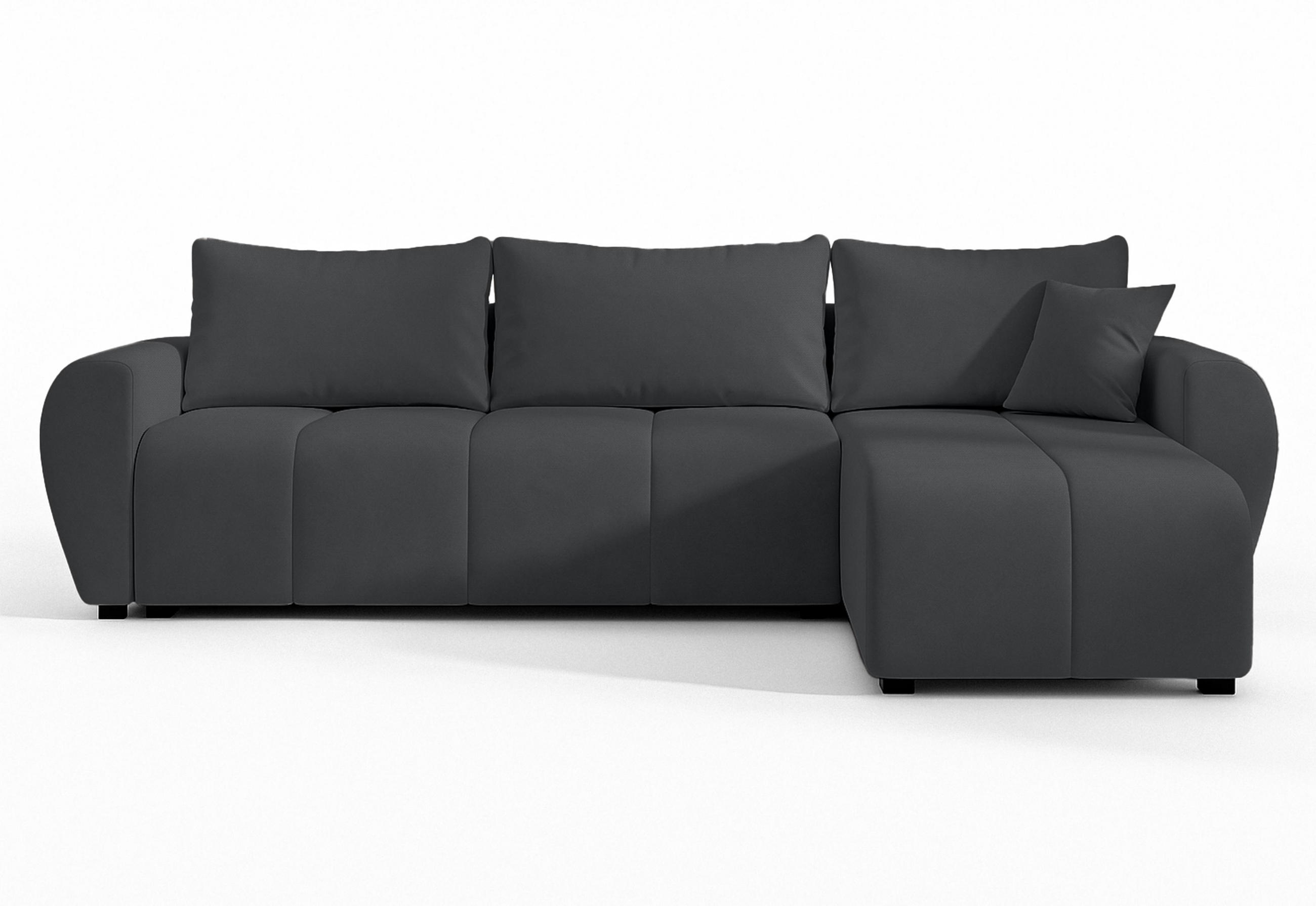 ECKSOFA L Form Malatya Dunkelgrau 246/145/82 cm stilvolle mit Schlaffunktion R - Dunkelgrau/Schwarz, Kunststoff/Textil (246/145cm) - AX Living
