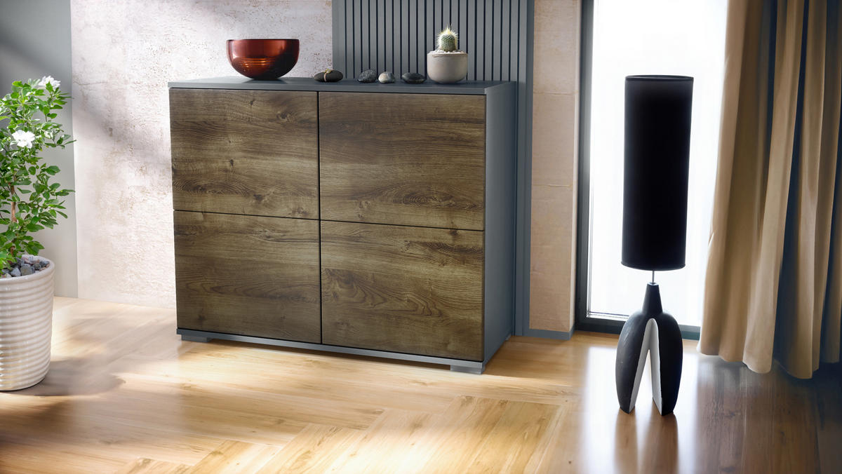 KOMMODE Rova Eiche Ribbeck - Alteiche, Holzwerkstoff (92.5/75.5/35cm) - Vladon