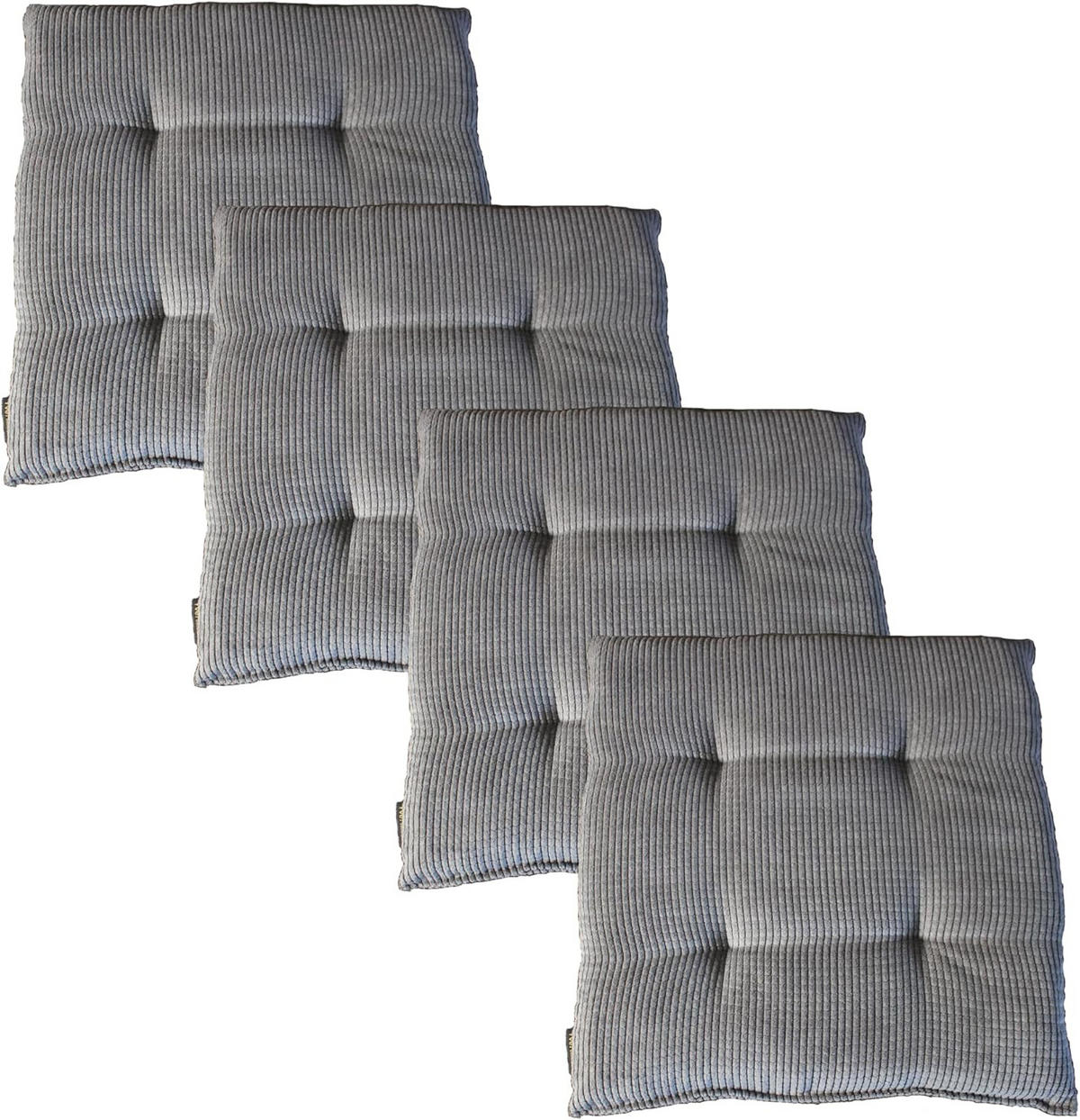 STUHLKISSEN 4er Set New Wave - Platinfarben, Textil (40/40/4cm) - Yve! decoration