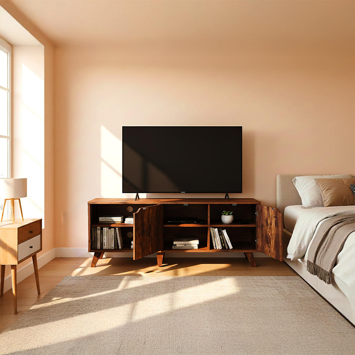 TV-LOWBOARD - Braun, Holzwerkstoff (140/50/40cm) - Relaxdays