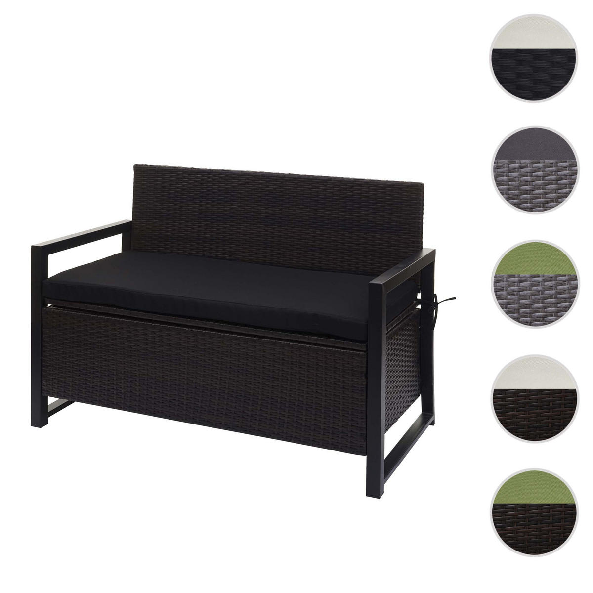 POLY-RATTAN 2ER SITZBANK Braun, Schwarz - Schwarz/Braun, Kunststoff (117/87/57cm) - MCW