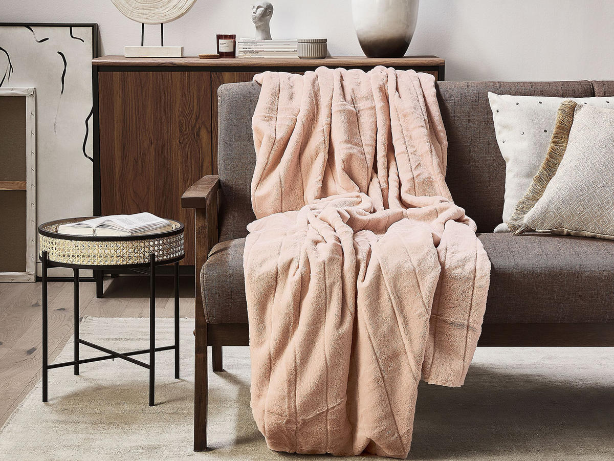DECKE Pastellrosa Smahra 150/200 cm - Pink, Textil (150/200cm) - Beliani