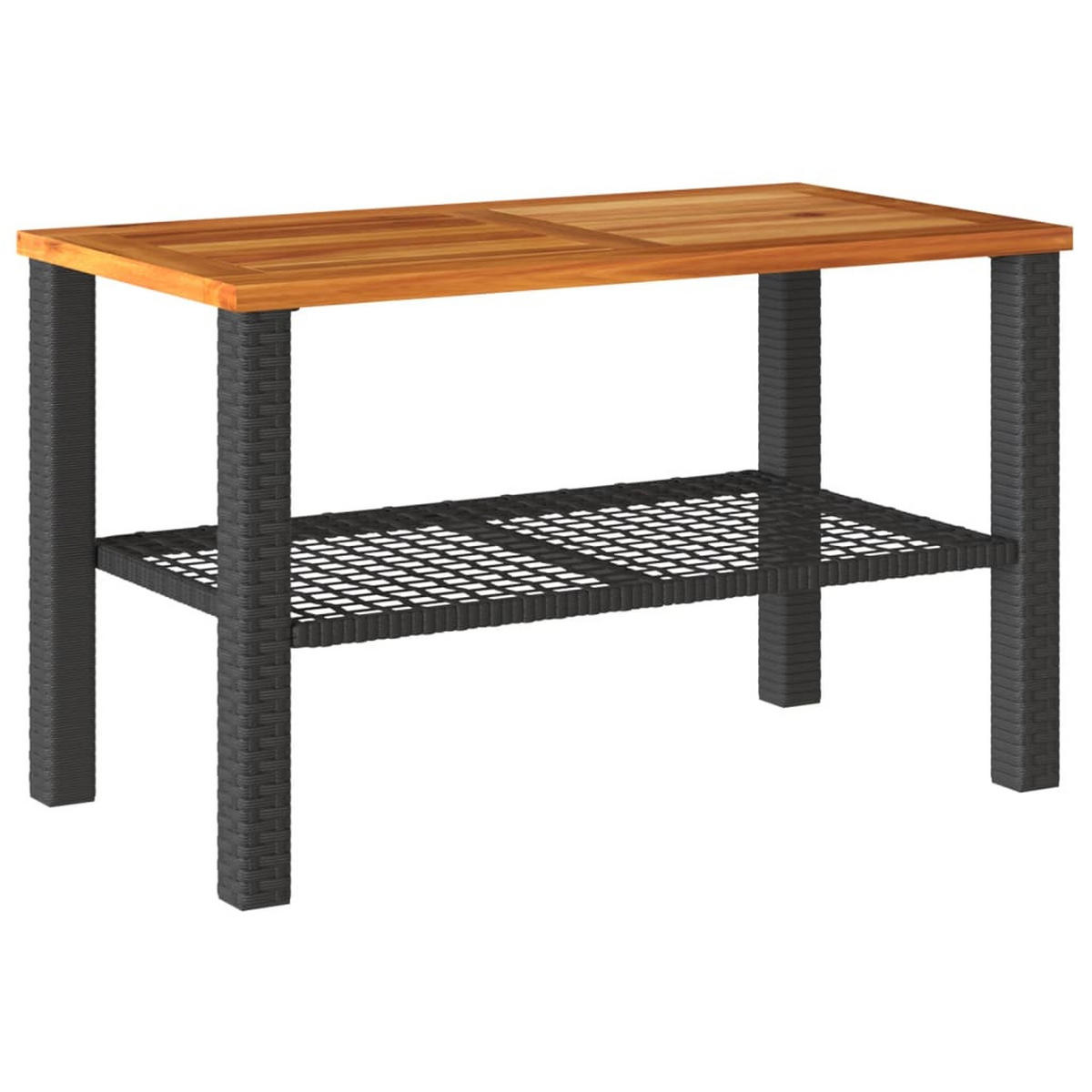 GARTENTISCH Schwarz 70/38/42 Cm Poly Rattan Akazienholz - Schwarz, Kunststoff (70/38/42cm) - vidaXL