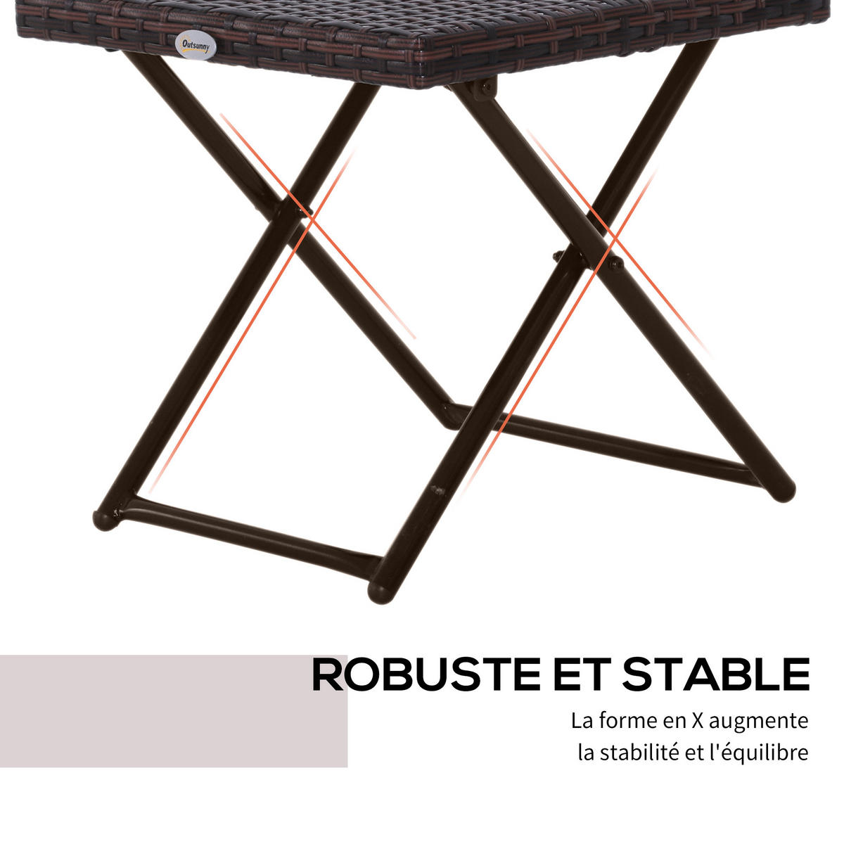 GARTENBEISTELLTISCH DE-13554 klappbar, geflochtene Resine Braun - Braun, Metall (40/40/40cm) - ComfortXL