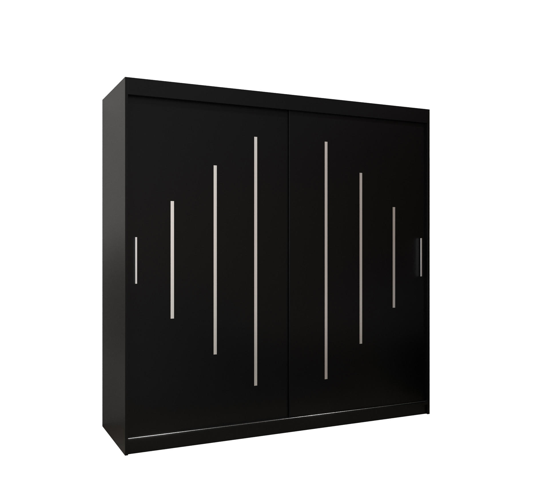 SCHWEBETÜRENSCHRANK 200/200/62 2-türig - Silberfarben/Schwarz, Holz/Kunststoff (200/200/62cm) - Abiks Möbel