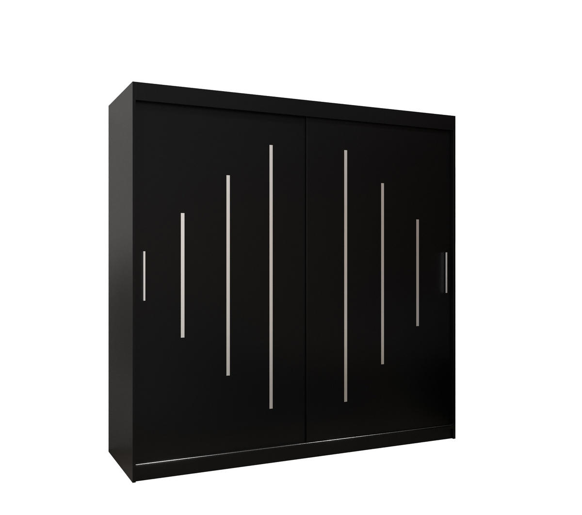SCHWEBETÜRENSCHRANK 200/200/62 2-türig - Silberfarben/Schwarz, Holz/Kunststoff (200/200/62cm) - Abiks Möbel