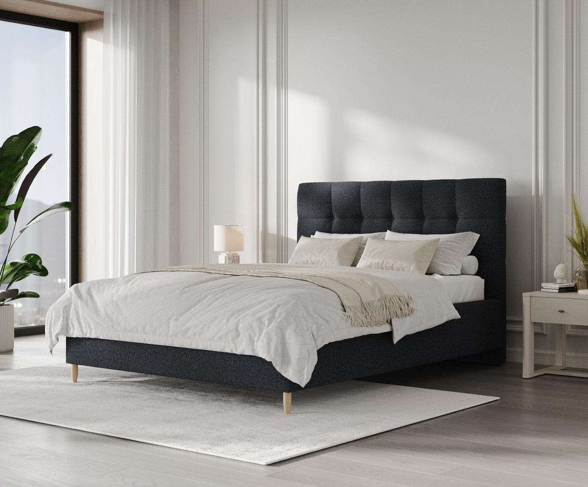 POLSTERBETT Cora 180/200 cm Anthrazit im Riva Stoff - Anthrazit/Naturfarben, Holz/Holzwerkstoff (180/200cm) - AltaBeds