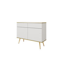 SIDEBOARD: weiß mit goldenen Beinen, 107 x 85 x 39 - Weiß, Holzwerkstoff (107/85/39cm) - 3XE LIVING