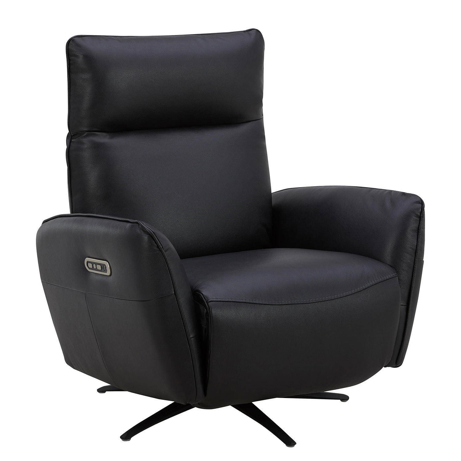 RELAXSESSEL - Schwarz, Leder/Metall (86/100/82cm) - home24