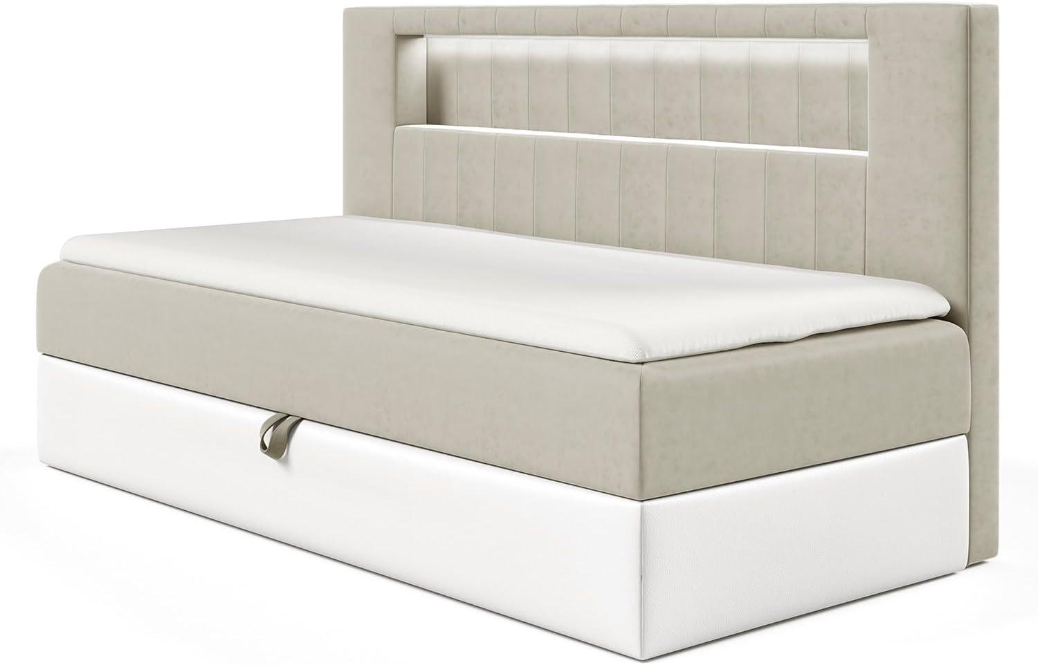 Meblini Kinderbett Beige, Weiß 101x201 cm