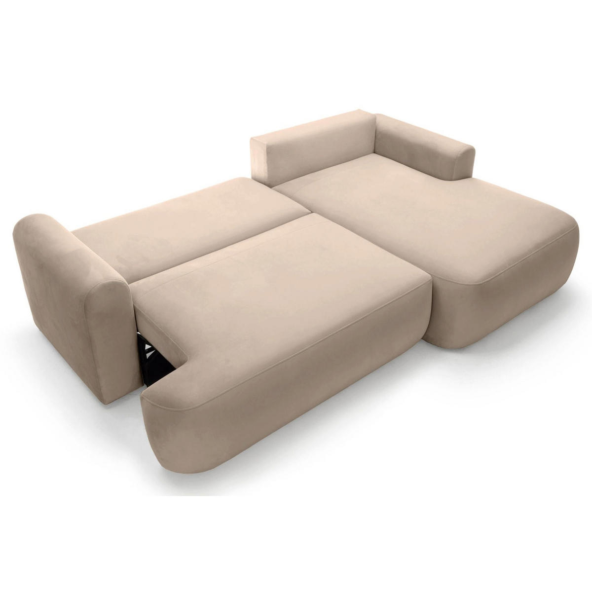 ECKSOFA Ovo Beige mit wasserabweisendem Samtbezug - Beige/Schwarz, Kunststoff/Textil (165/260cm) - Selsey