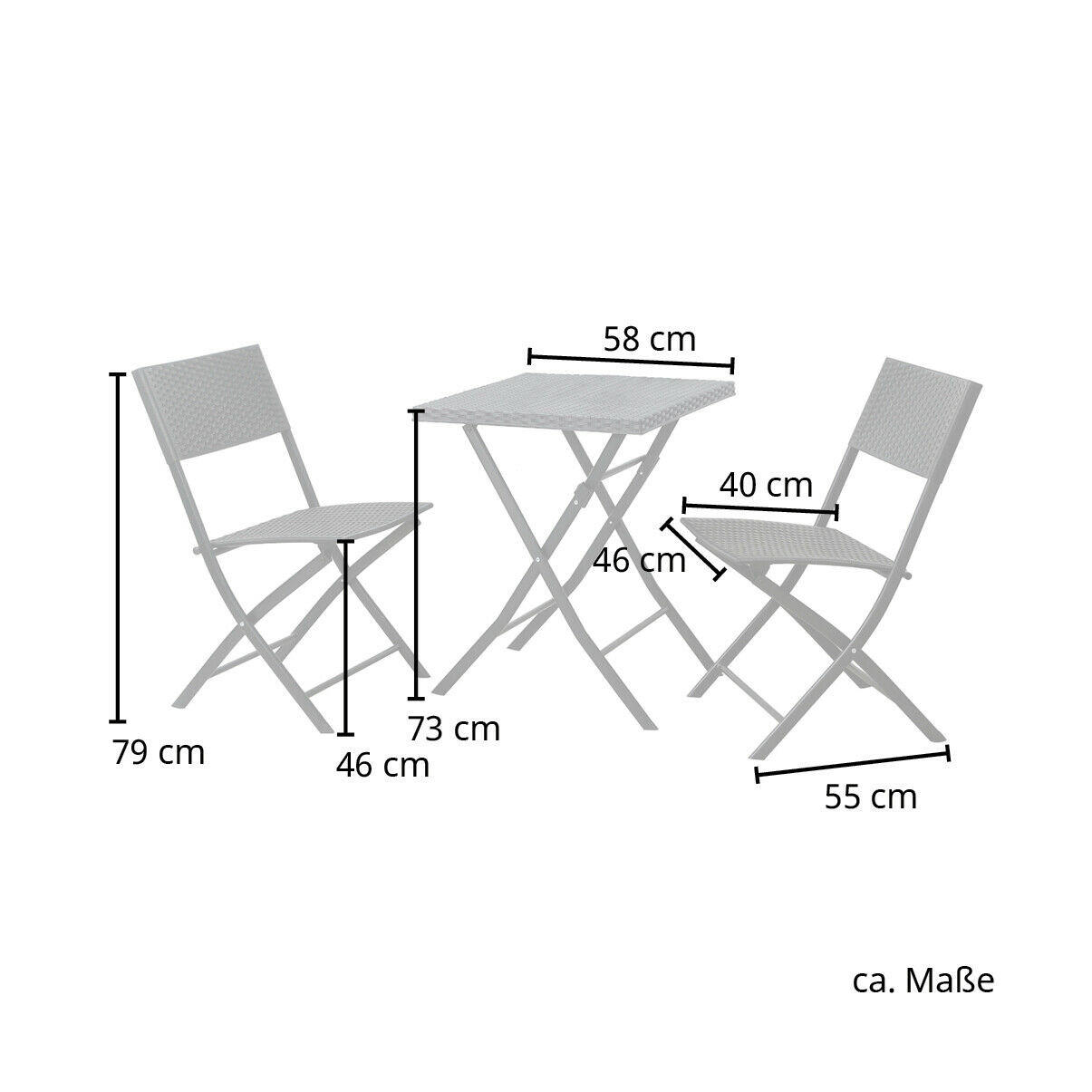 Thumbnail - Svita Bistroset, Schwarz, Metall, 3, 2-Sitzer, quadratisch, Balkonmöbel, Balkonmöbel-Sets