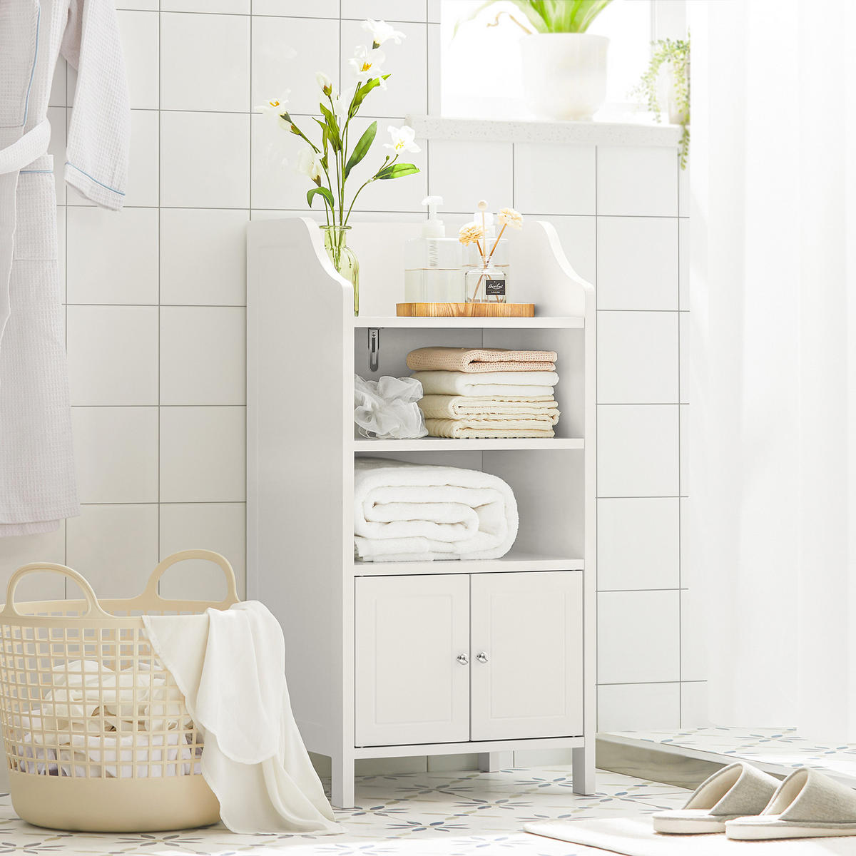 BADEZIMMERSCHRANK Weiß - Weiß, Holzwerkstoff (41/86/36cm) - SoBuy