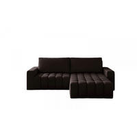 ECKSOFA mit Schlaffunktion und Bettkasten, Velours-Stoff - Dunkelbraun/Schwarz, Textil (175/250cm) - Eltap
