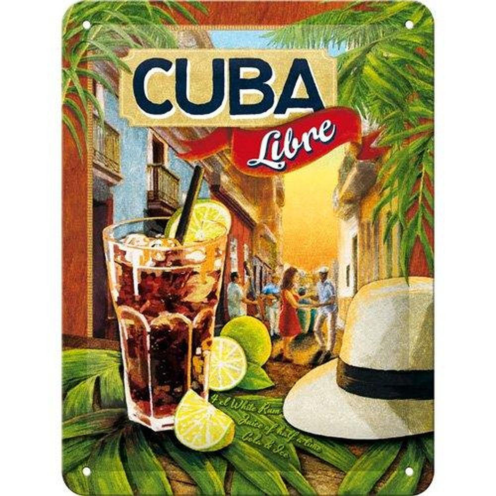 BLECHSCHILD 15/20 cm Open Bar Cuba Libre - Multicolor, Metall (15/20/0.5cm) - Nostalgic-Art