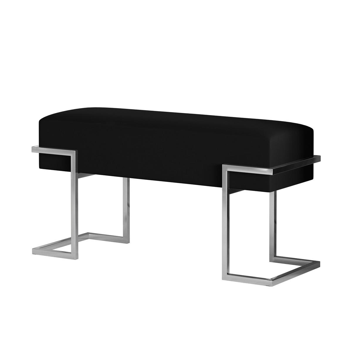 POLSTERBANK CELY 80 cm, Schwarz, Chromgestell, Samtstoff - Chromfarben/Schwarz, Textil/Metall (80/42/34cm) - Bettso