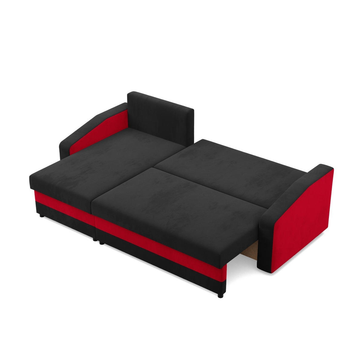 ECKSOFA MIT SCHLAFFUNKTION ORION, Schwarz + Rot - Rot/Schwarz, Textil (231/140cm)