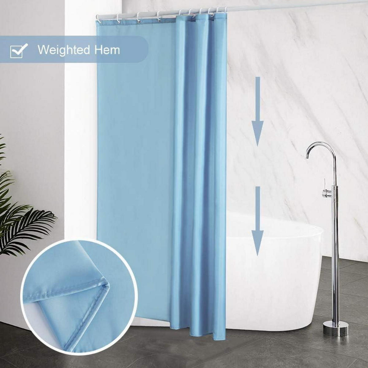 DUSCHVORHANG Textil Hellblau 150 x 180 cm - Hellblau, Textil (150/180cm)