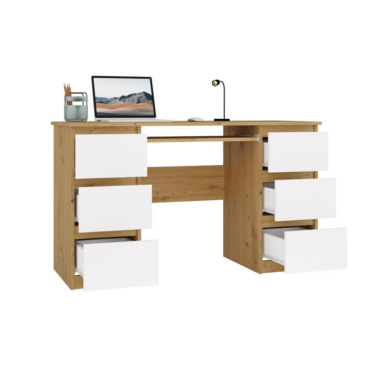 SCHREIBTISCH Artisan, Weiß 130/76/51 - Weiß, Holzwerkstoff (51/130/76cm) - RAUMHIRSCH FURNITURE