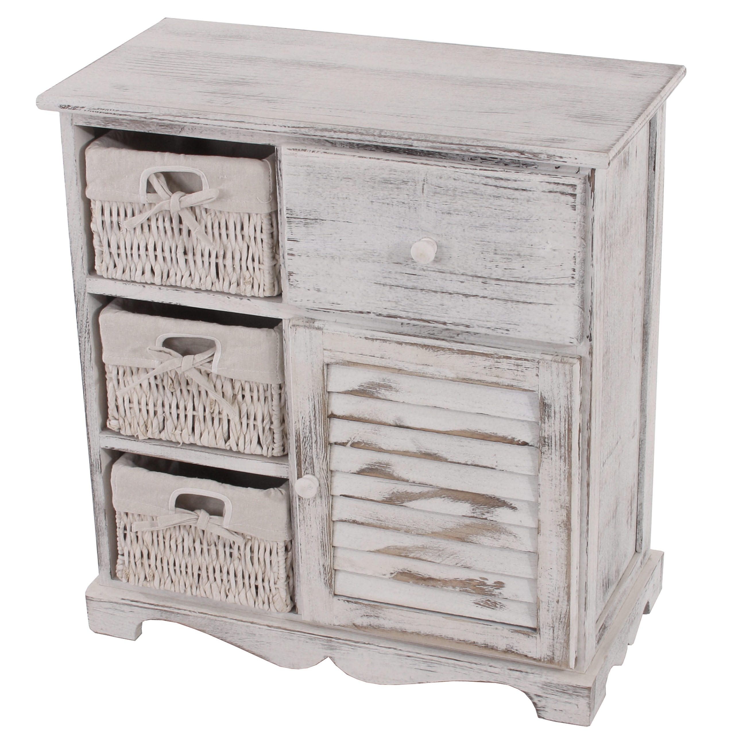 KOMMODE SCHRANK MIT 3 KÖRBEN Weiß - Weiß, Holz (60/63/30cm) - MCW