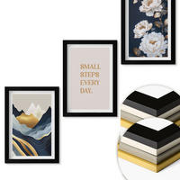 WANDBILDER 3er-Set - 20x30 cm Schwarzer Rahmen - Abstrakte Berge und Blumen Inspiration - Schwarz, Kunststoff (20/30cm) - ArtPrintCave