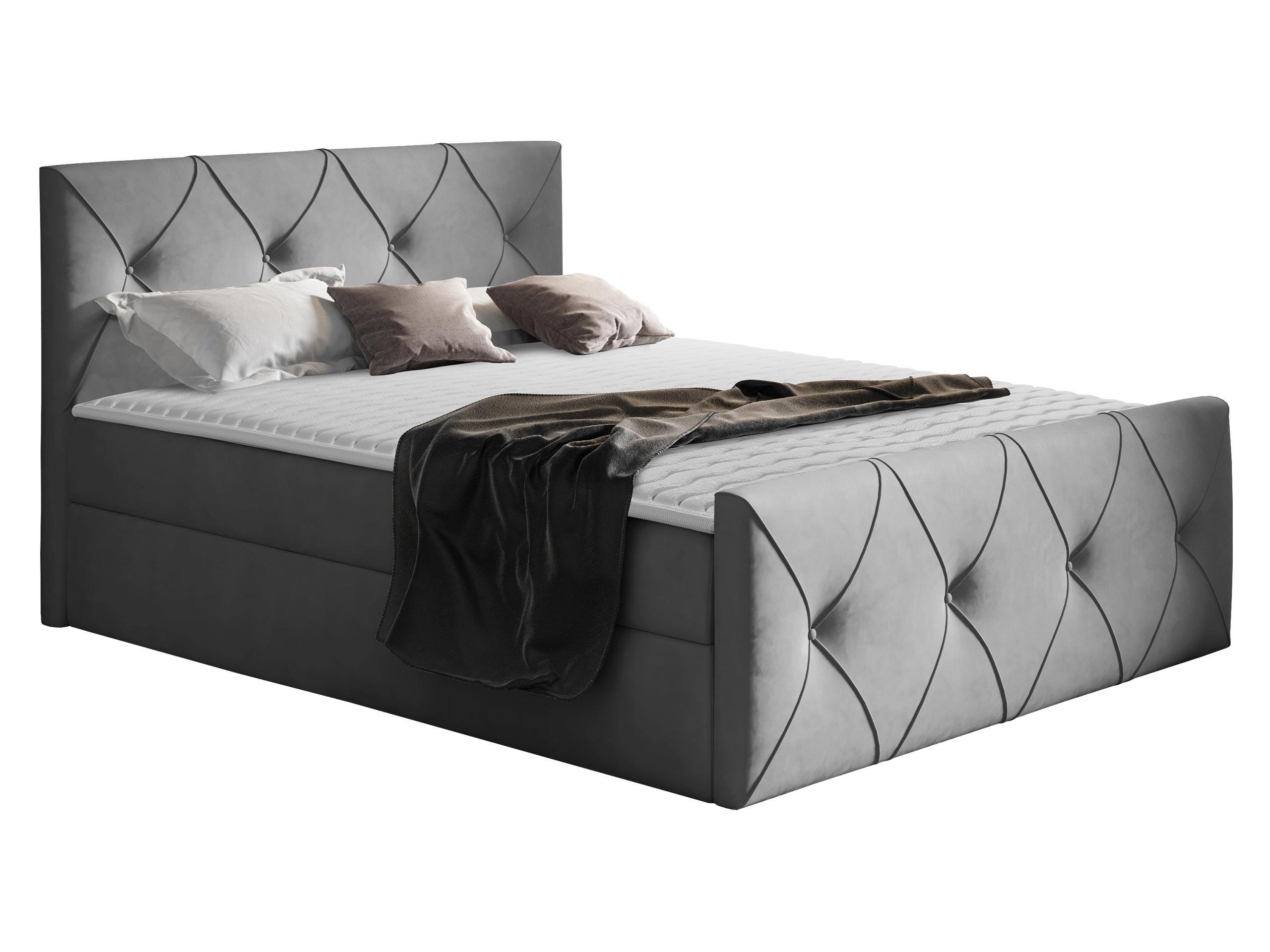 Mirjan24 Boxbett Grau 200x200 cm