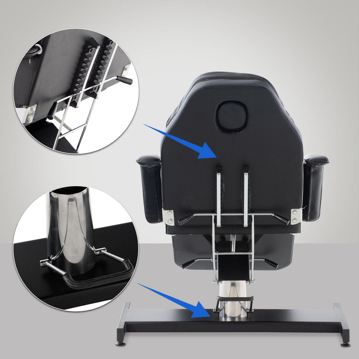 KOSMETIKLIEGE Regen Hydraulisch 64x185x125cm Kunstleder Schwarz Massageliege - Schwarz, Kunststoff (64/125/185cm) - DELUKE