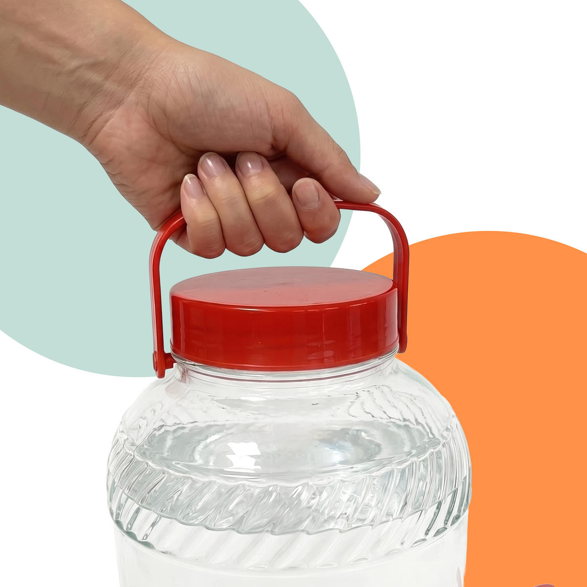 DOZATOR BĂUTURI Roșu sticlă 10 l cu robinet - transparent, sticlă/material plastic (10L) - Relaxdays