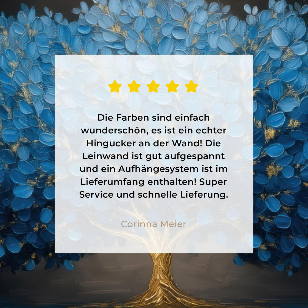 LEINWANDBILD Baum - Blau - Blätter - Pinselstriche Deko XXL 80x120 cm - Blau, Textil (80/120cm) - MuchoWow