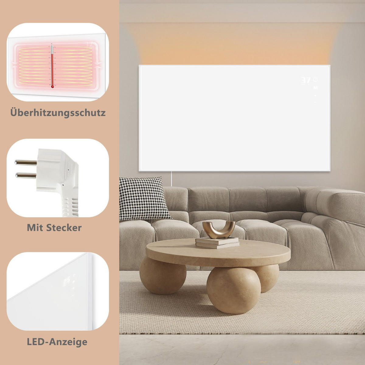 HEIZUNG Vryzorp 98/8/58 cm - Weiß, Naturmaterialien (8/58/98cm) - ZMH