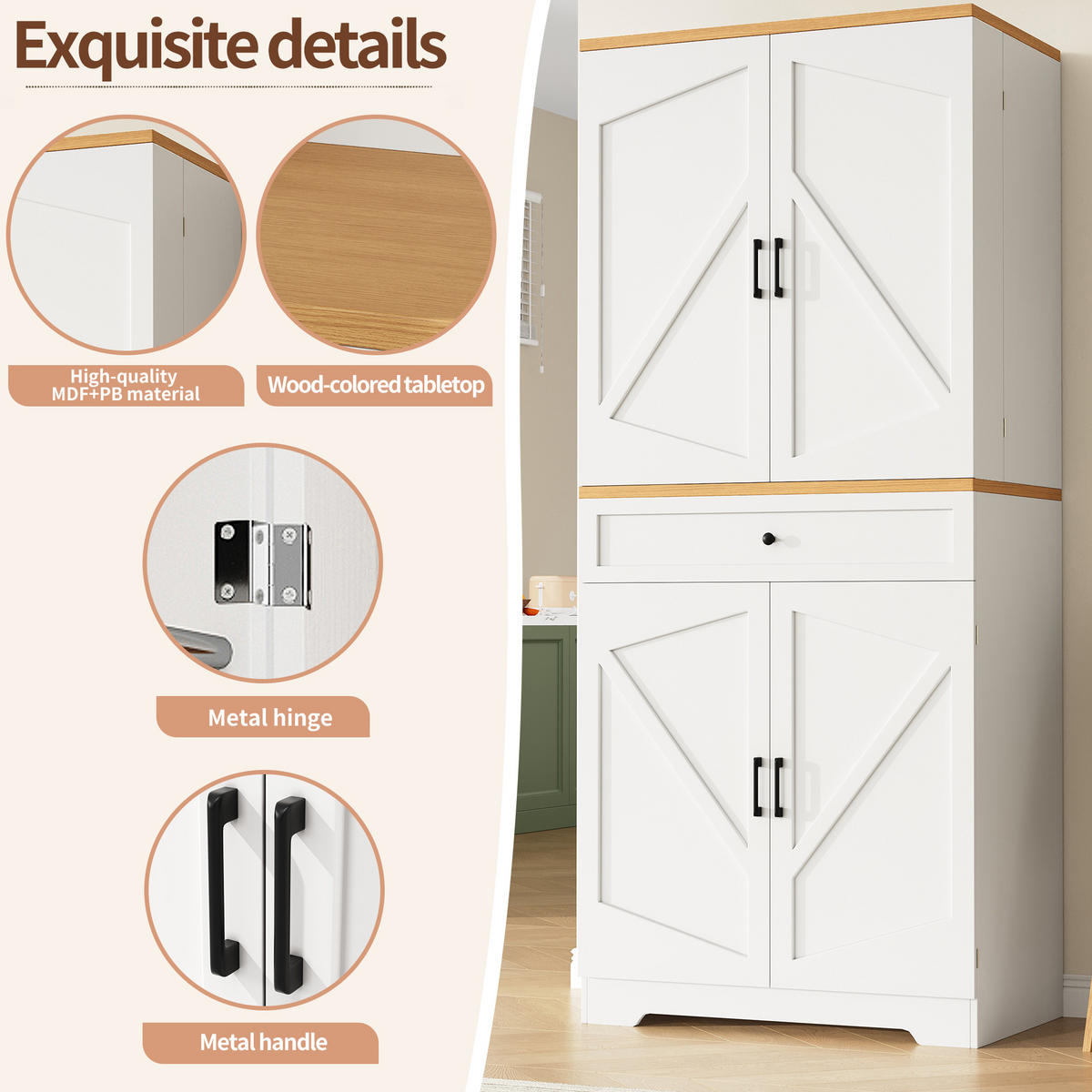 BUFFET 80/180/40 cm Weiß aus MDF mit Kippschutz - Weiß, Holzwerkstoff (40/180/80cm) - OKMYHOME